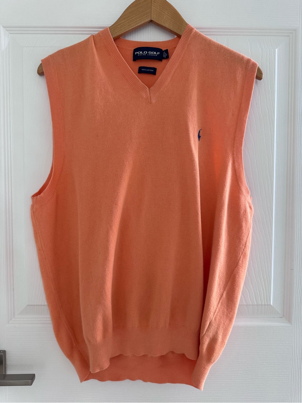 Polo Golf Coral Orange V-Neck Sweater Vest
